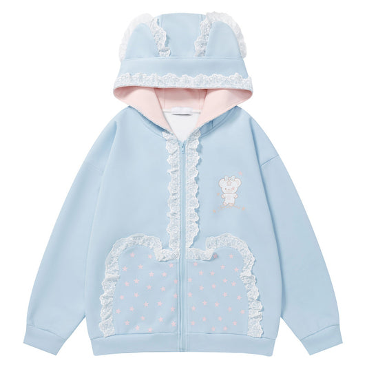Color blocked cardigan sweatshirt women's coat