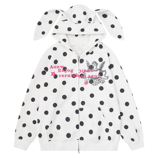 Hooded cardigan hoodie retro angel coat for women